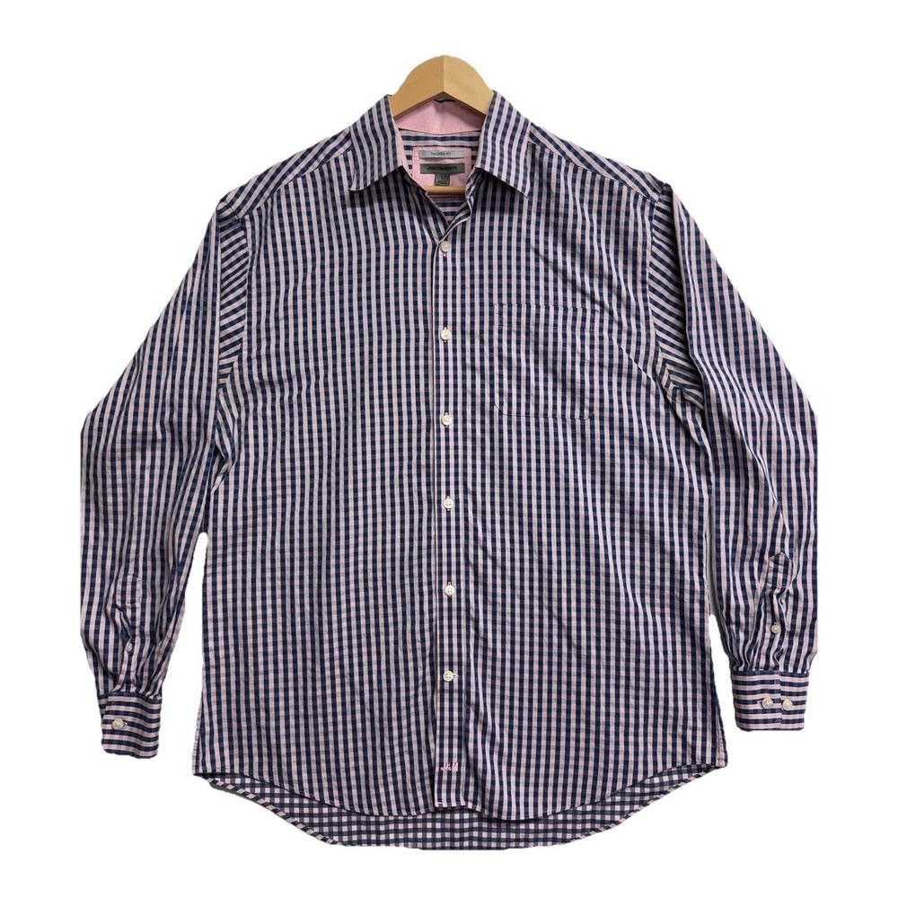 Johnston and Murphy Shirt Mens Large Long Sleeve‎ Button Up Premium Pink Blue